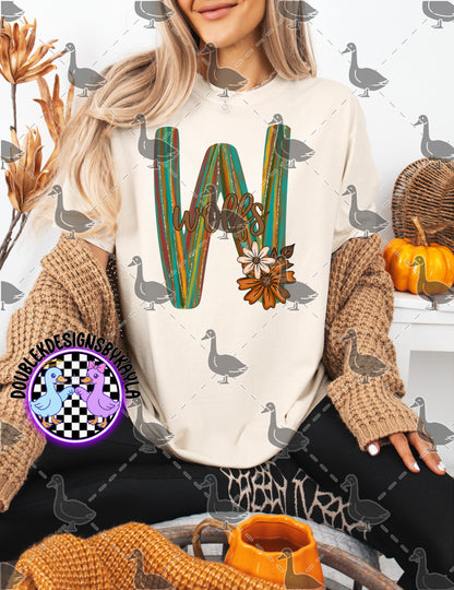 Fall Floral Mascot Letter Digital Designs | Multiple Team Variants