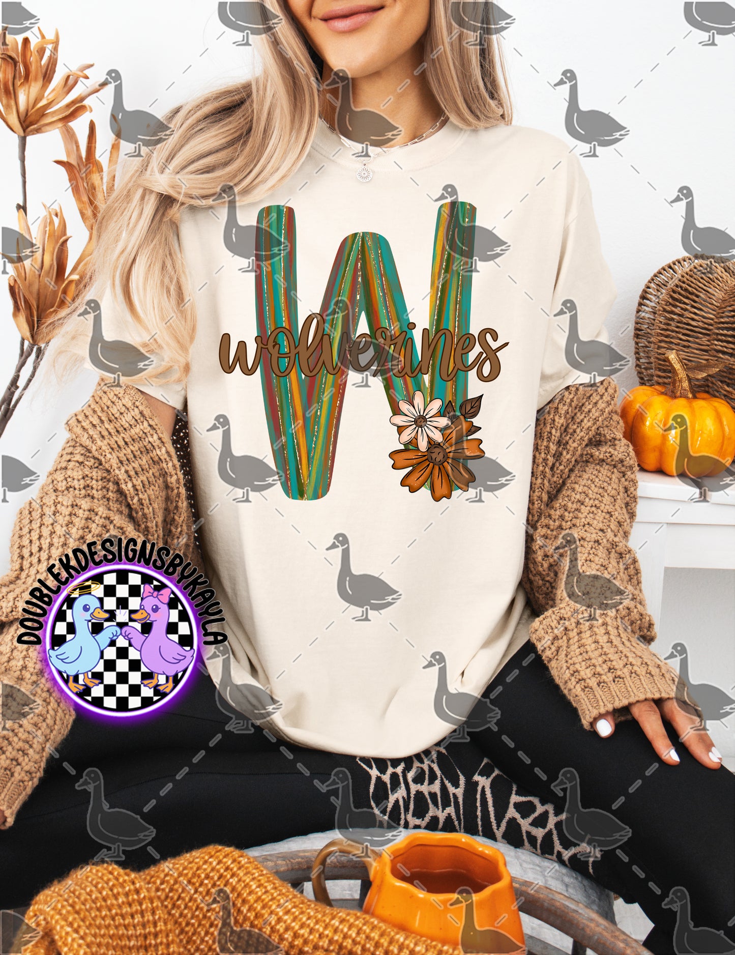 Fall Floral Mascot Letter Digital Designs | Multiple Team Variants