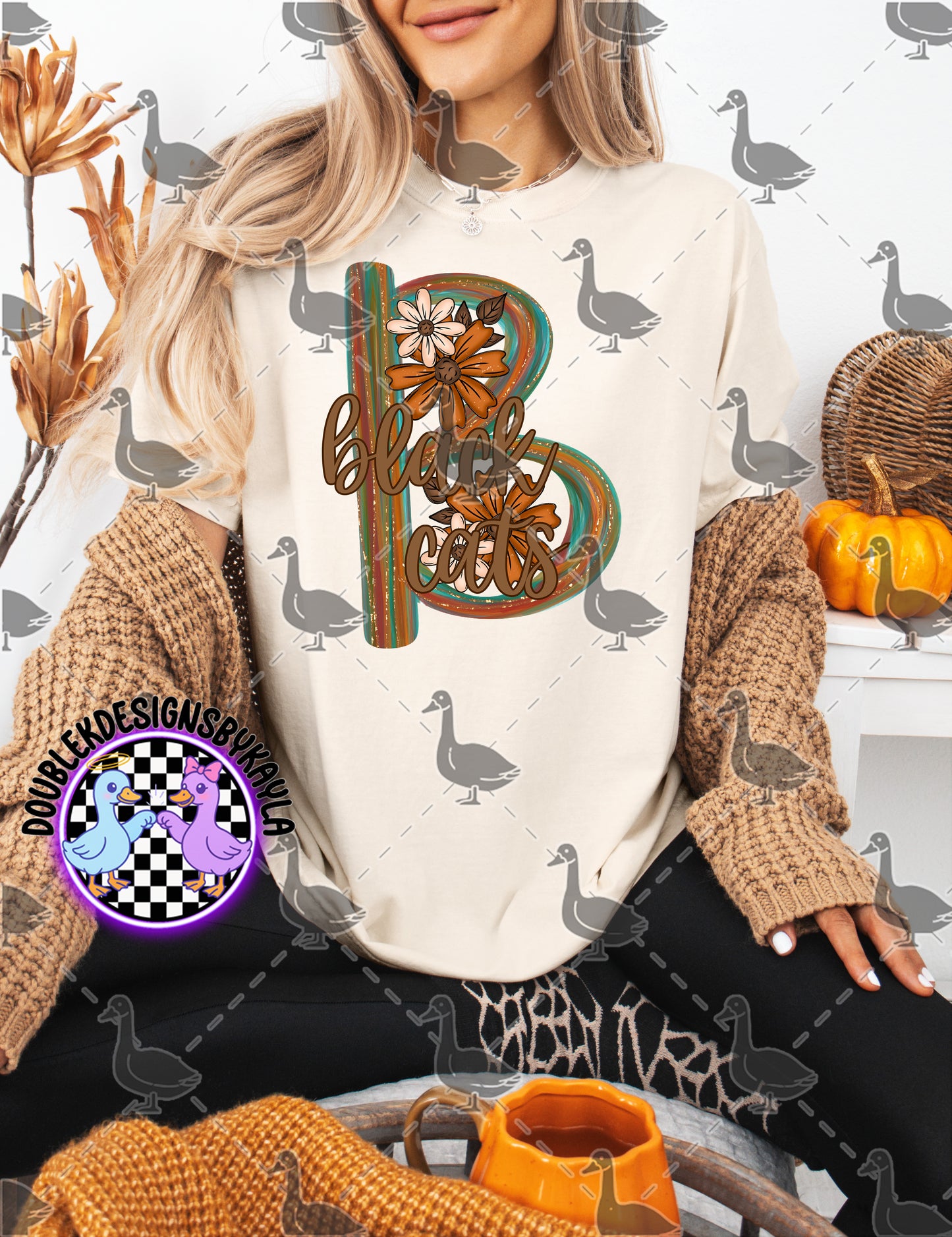 Fall Floral Mascot Letter Digital Designs | Multiple Team Variants