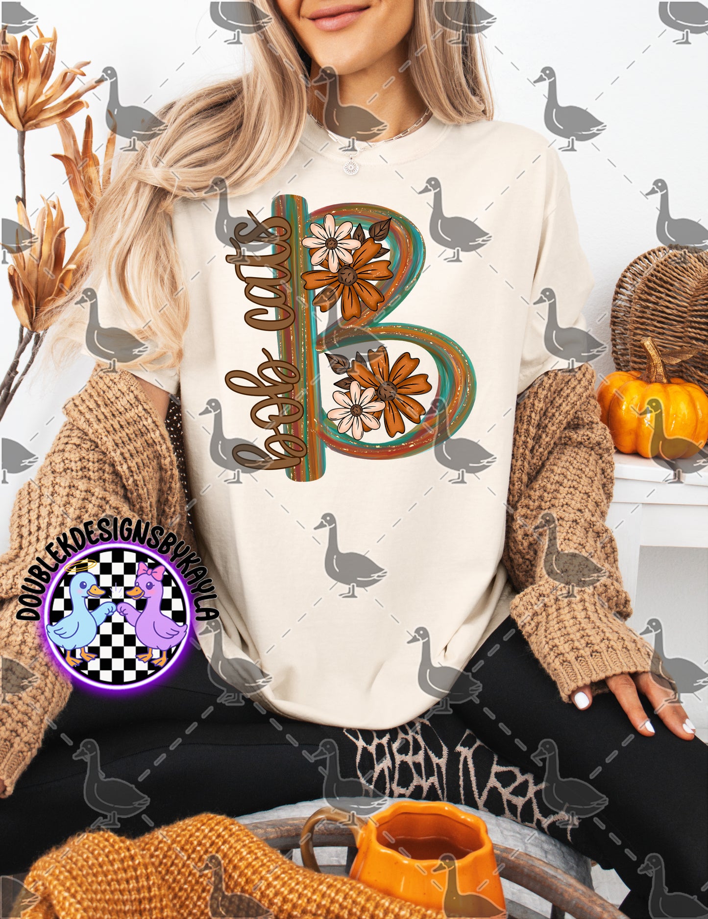 Fall Floral Mascot Letter Digital Designs | Multiple Team Variants
