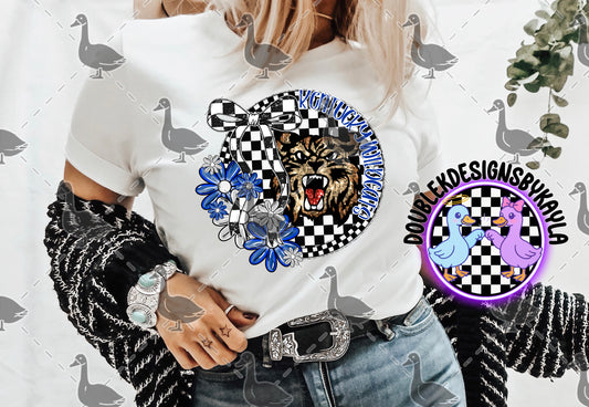Kentucky Wildcats PNG | Checkerboard Floral Circle Game Day Design