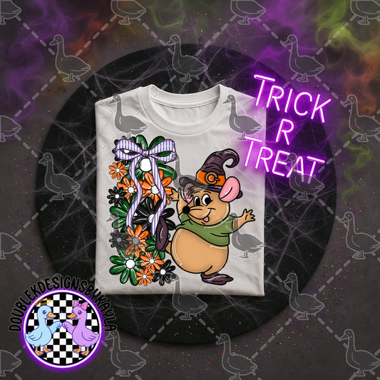 Halloween Gus Mouse with Floral Bow – Digital Design PNG