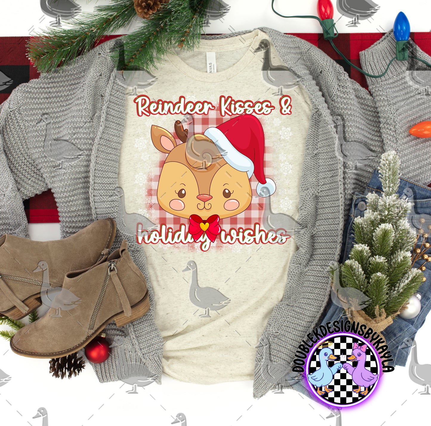 Reindeer Kisses & Holiday Wishes | Cute Christmas Digital Design