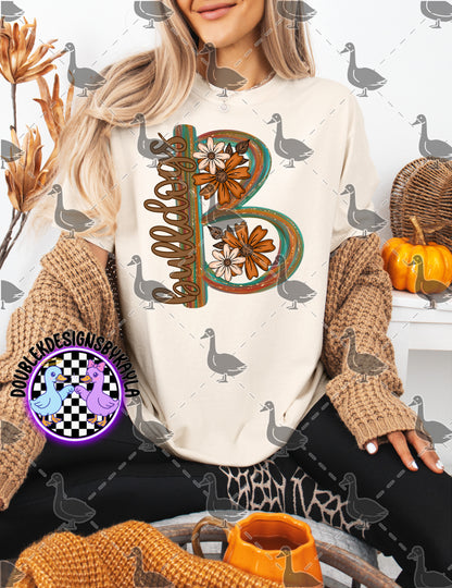 Fall Floral Mascot Letter Digital Designs | Multiple Team Variants