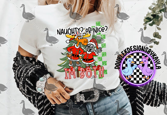 Naughty or Nice? I’m Both – Funny Retro Christmas Digital Design