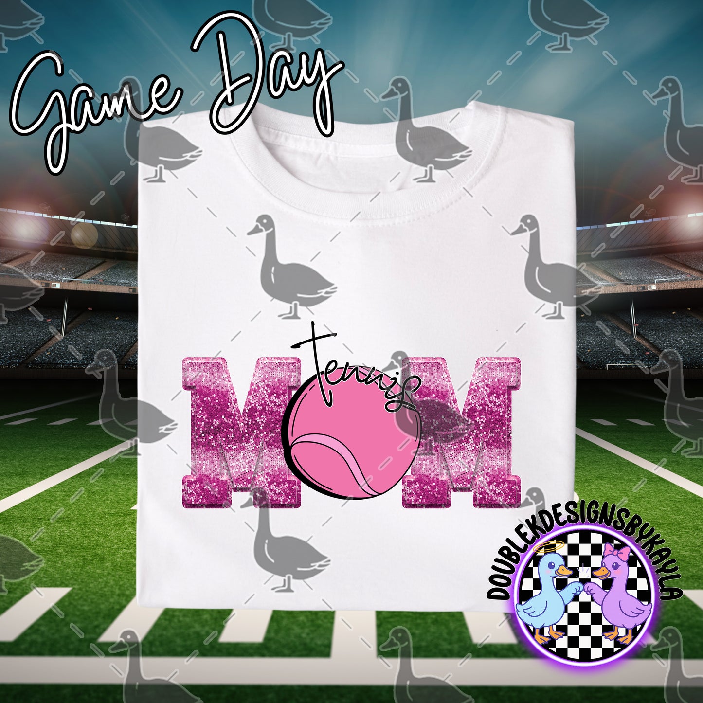 Game Day MOM Pink Glitter Sports Designs – Multiple Sport Options (PNG)
