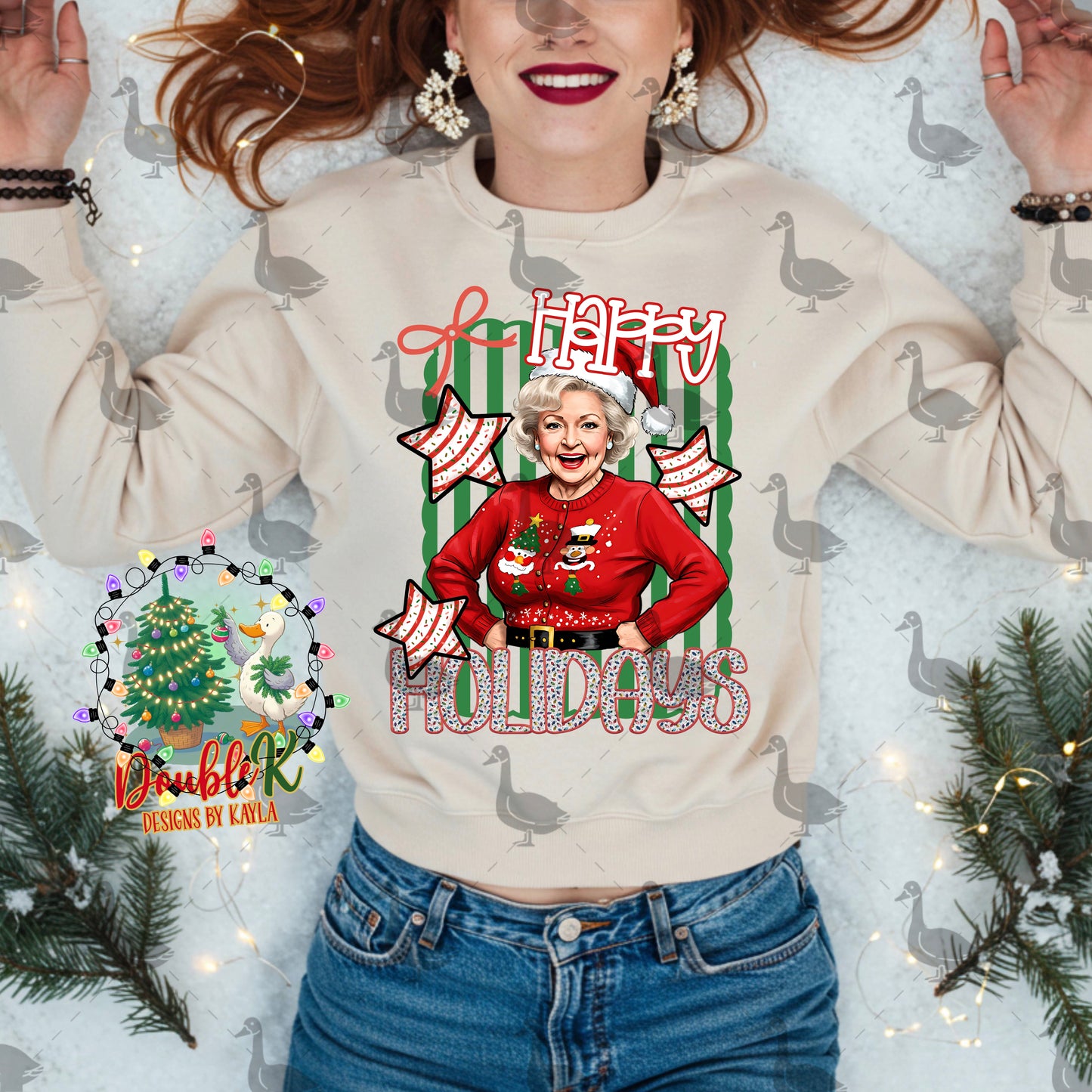 Happy Holidays White Style Digital Design | Christmas PNG