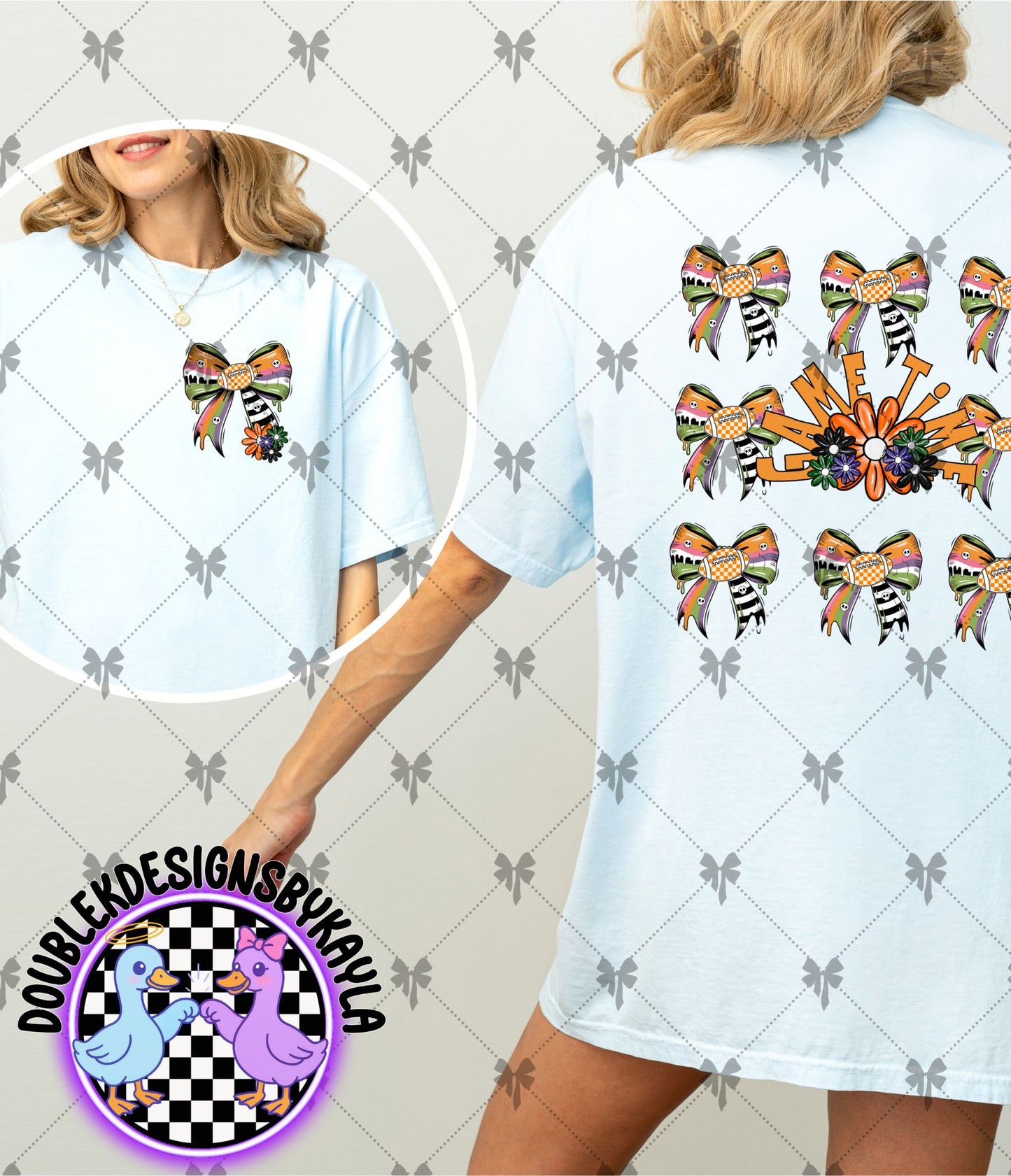 Halloween Cheer Bows PNG – Game Day “One Time” Design for Sublimation