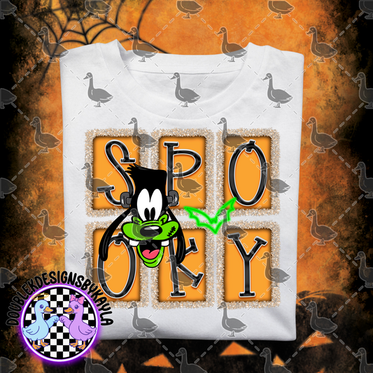 Spooky goofy – Halloween PNG with Glitter Block Letters & Pumpkin Monster Character | Digital Design