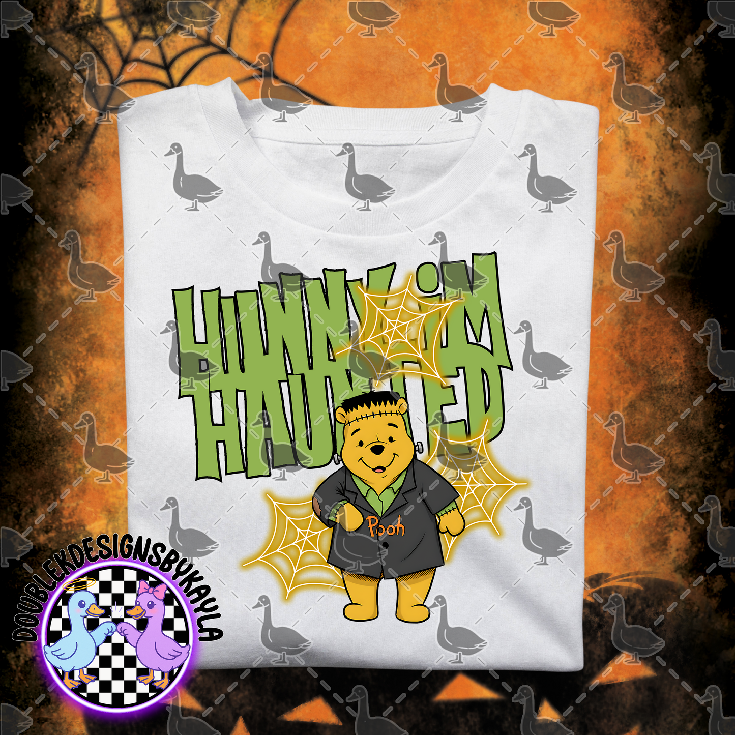 Hunny & Haunted – Frankenstein Pooh Halloween Digital PNG